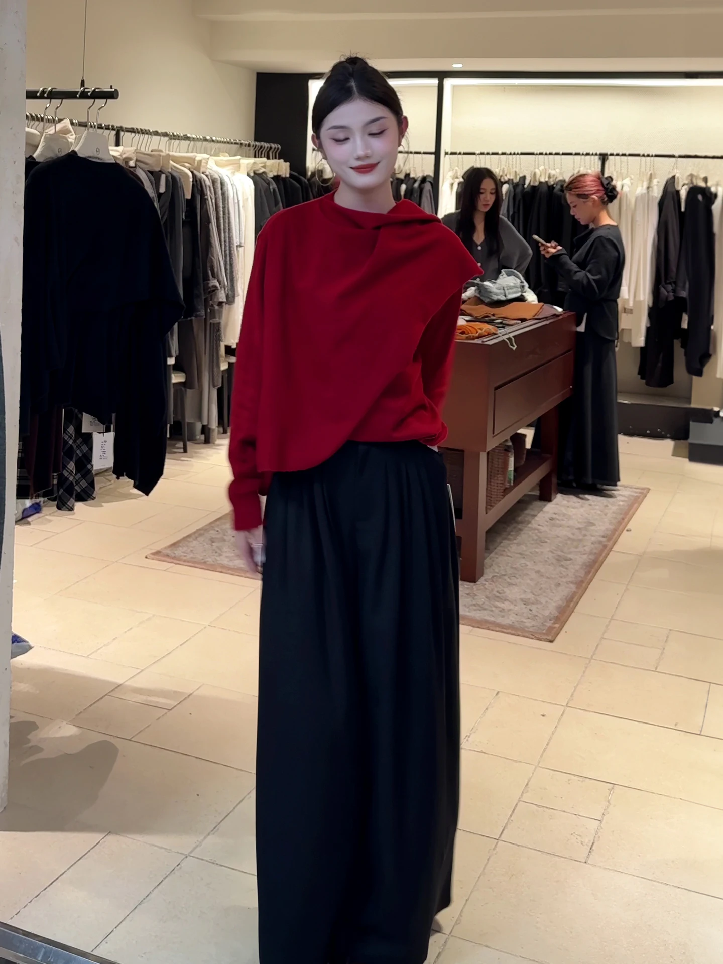 

Ladies' Lazy Style High Collar Asymmetrical Sweater Soft Cozy Knitted Shirt Autumn Winter Fashion Casual Set