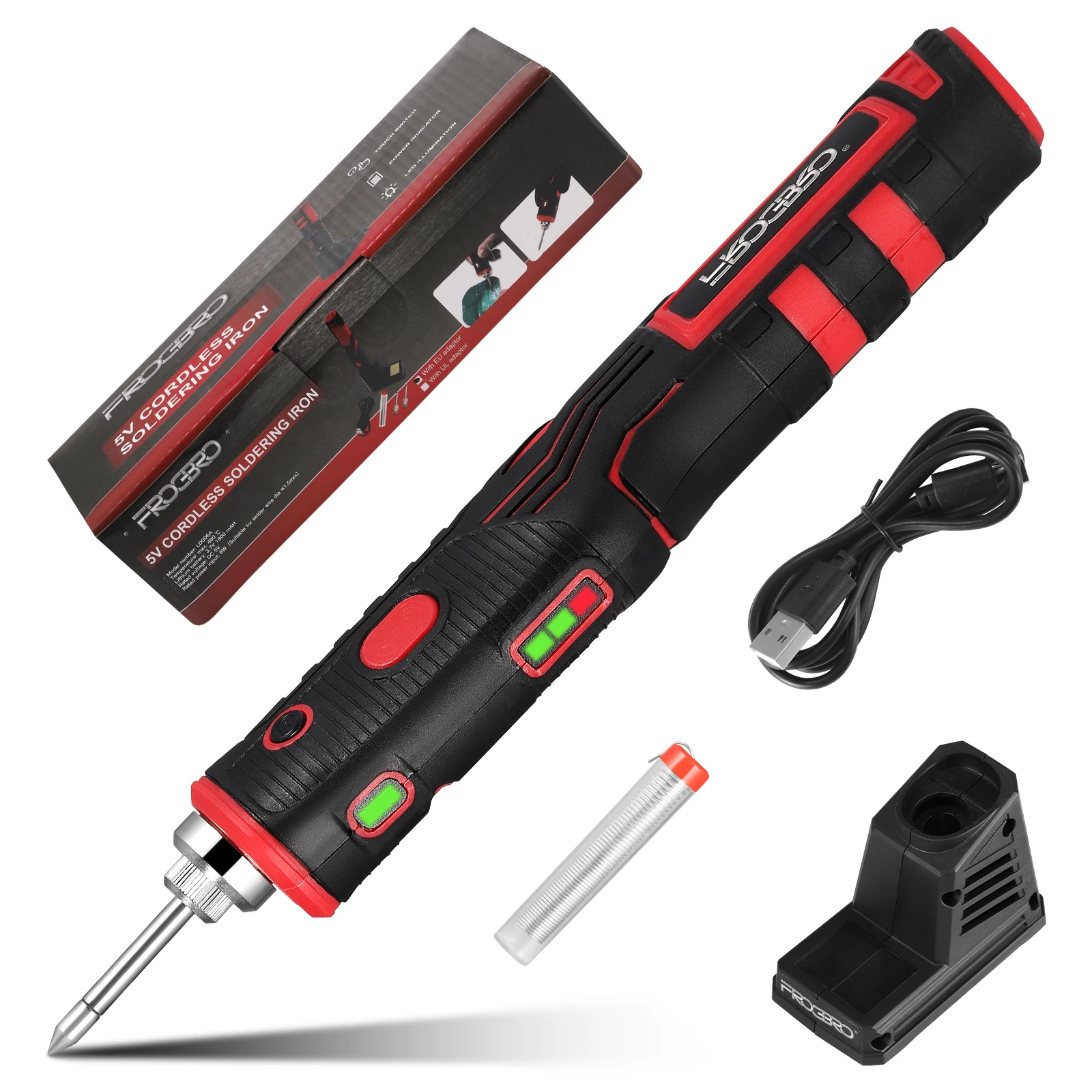 Cordless Soldering Iron Set, Portable Battery Soldering Iron, 8 W 1800 MAh Max 480 °C, Soldering Iron, Wireless Soldering Set