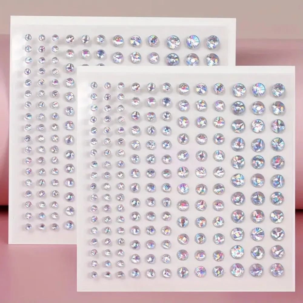 2pcs 3D Imitation Crystal Rhinestone Eye Face Decals DIY Festive Makeup Party Decor Oblong Shaped Multi-Particle Glitter Sticker