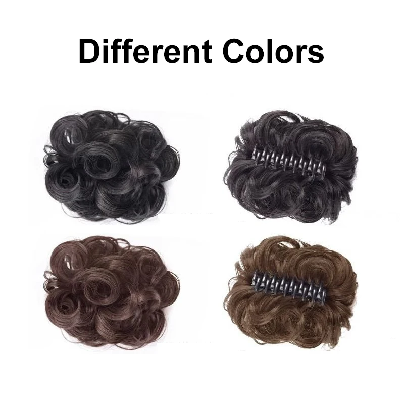 여성용 클립인 곱슬 가발 합성 섬유 클립인 가발 뱅 헤어스타일 도넛 가발