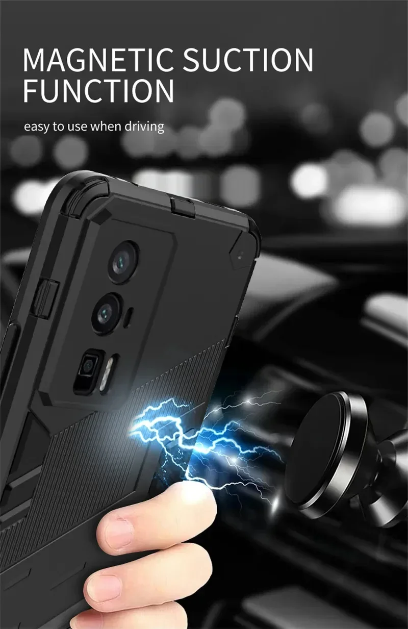 For Xiaomi Redmi Note 12s 4G Case Magnetic Car Holder Armor Phone Cases Redmy Note12s Not 12s 12 s 4G Shockproof Kickstand Cover