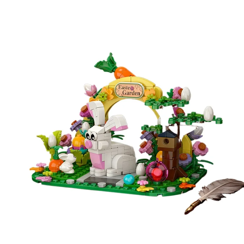 

Пасхальный садовый кролик: развивающий конструктор для детей, включает цыпленка и пасхальное яйцо, игрушка-конструктор для праздничных подарков