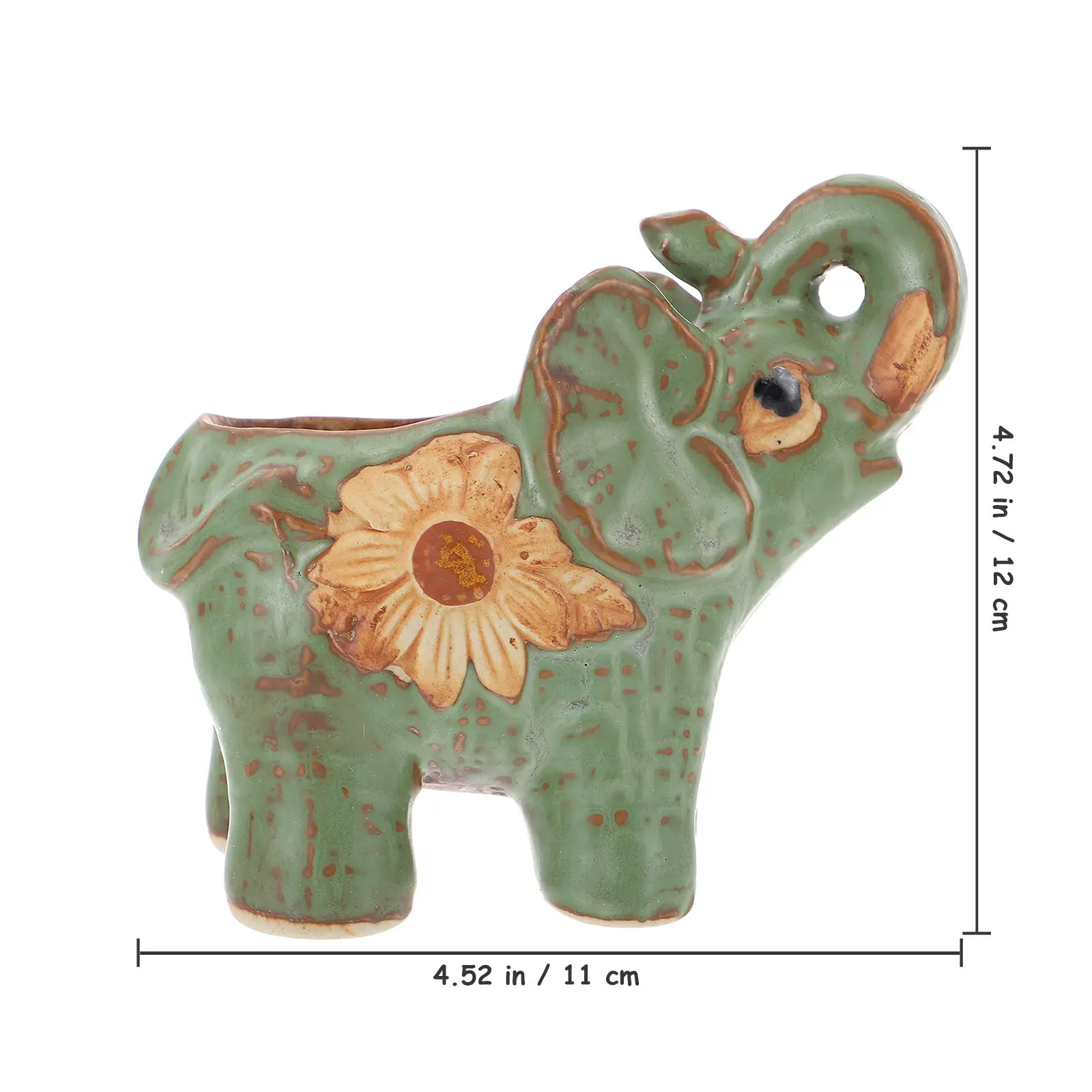 Elephant Shaped Ceramic Succulent Pot Breathable Drainage Hole for Indoor Outdoor Use Desktop Decoration Home Office Living Room