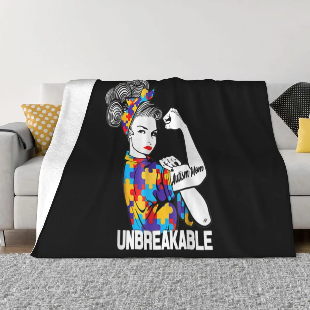 Autism Awareness Mom Cute Autism Mom Unbreakables Top Straight Simple Print Stylish Rap Game Throw Blanket