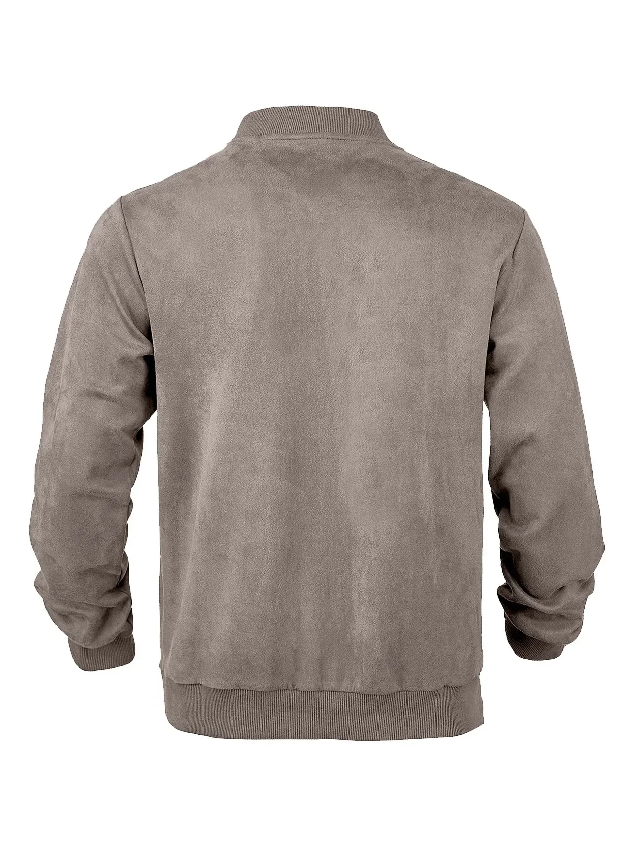 Herren-Wildlederjacke mit durchgehendem Reißverschluss, Stehkragen, lässig, langärmelig, einfarbig, leichte Streetwear-Oberbekleidung – Detail 17