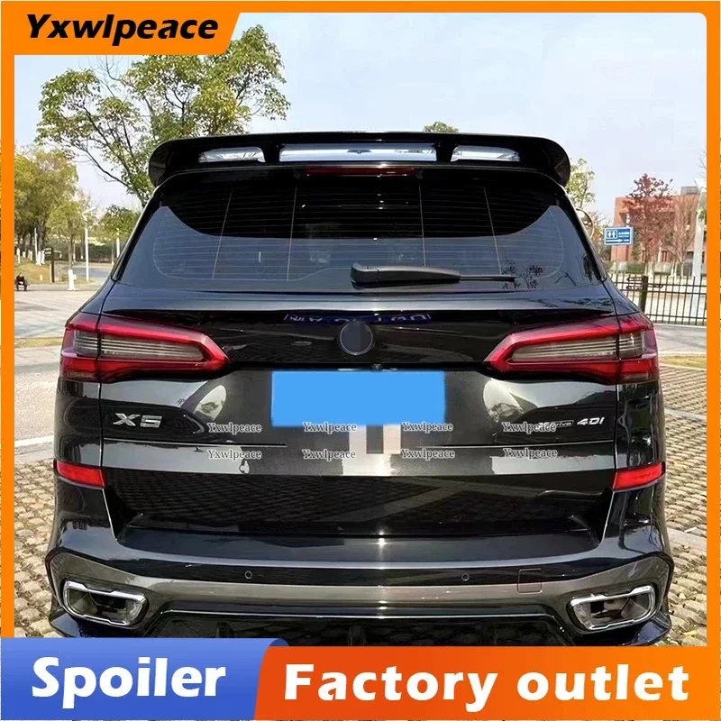 For BMW X5 G05 Spoiler 2019 2020 2021 2022 2023 ABS Gloss Black and Carbon Fibrer Look Rear Roof Trunk Spoiler