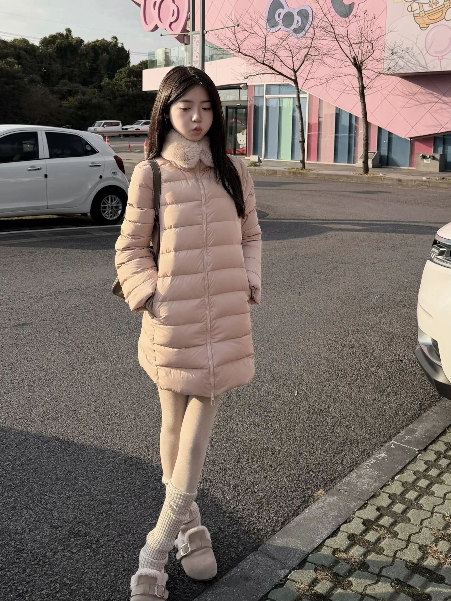 

Zearzz Long Puffer Jaet Women's Sle Candy Velvet Goose down Coat Slimming 2026 New Arrival Casual Warm Zipper Design