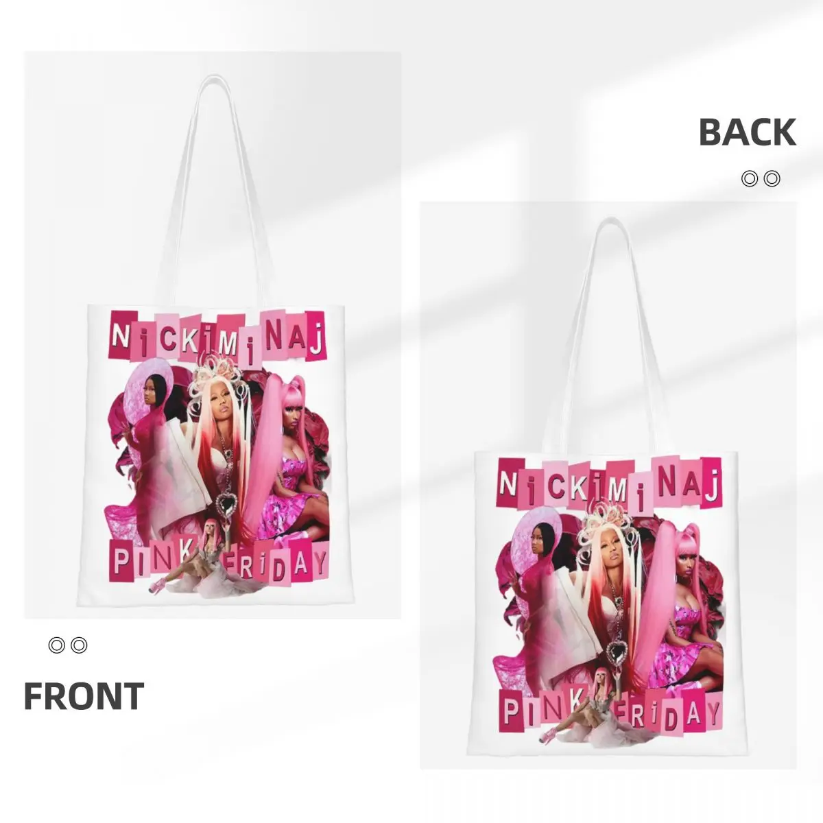 Bolsa de lona de viaje Nicki Minaj, bolso de compras ecológico de gran capacidad para Unisex, rosa, Viernes 2, bolsas diarias de concierto, 2024