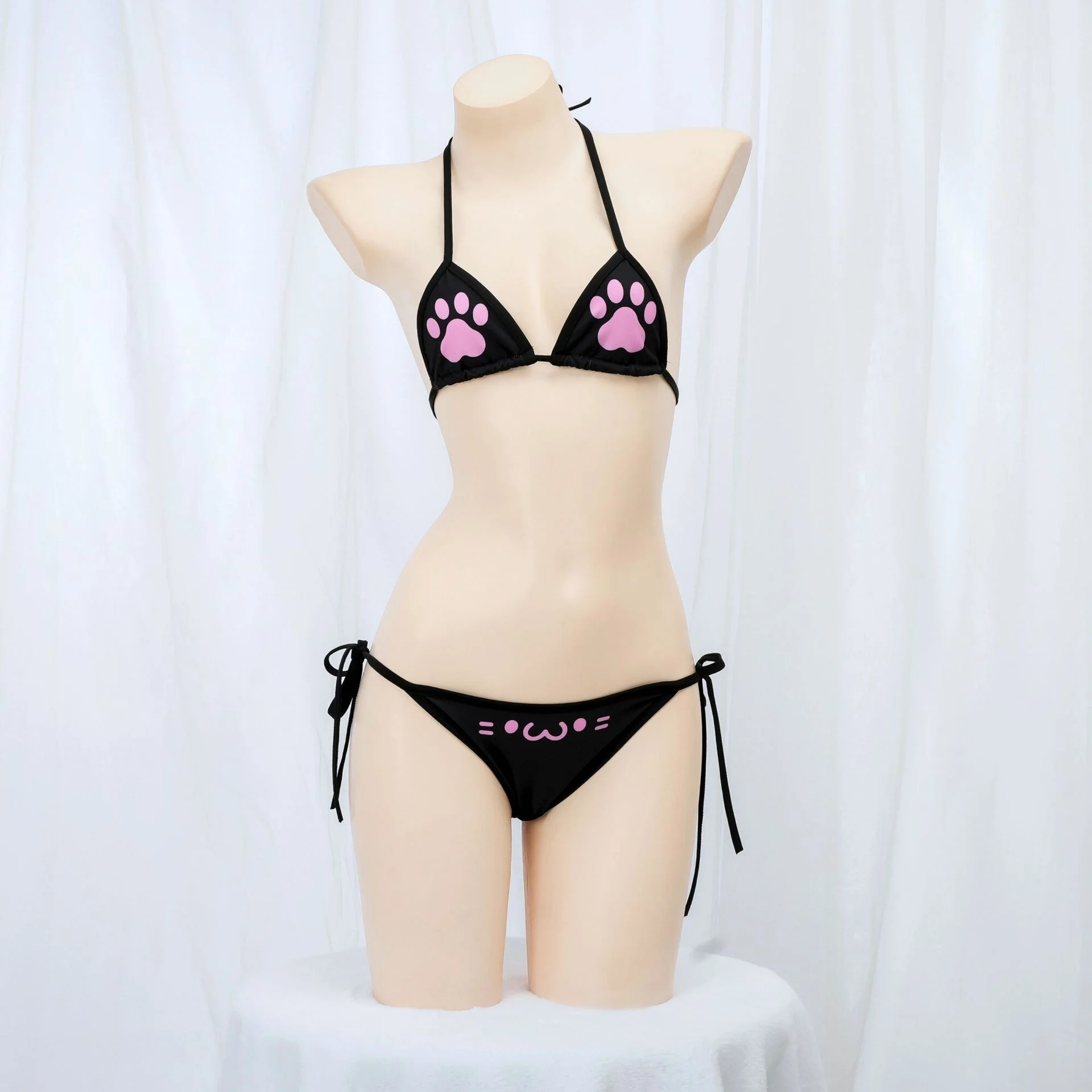 

Cat Paw Print Strappy Bikini Cosplay Lingerie Cute Kawaii Soft Girl Sleepwear For Women And Teens Party Halloween Gift