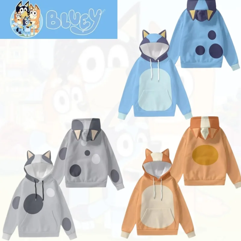 Bluey Hoodie Autumn/Winter Hoodie European And American Cartoon Anime Bingo Hoodie Loose Clothes Couple'S Children Hoodie Coat