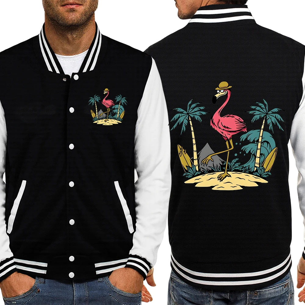 

Бейсбольный трикотаж с принтом фламинго Лос-Анджелеса, мужские модные свободные американские куртки, флисовая мягкая спортивная одежда, осенняя повседневная одежда