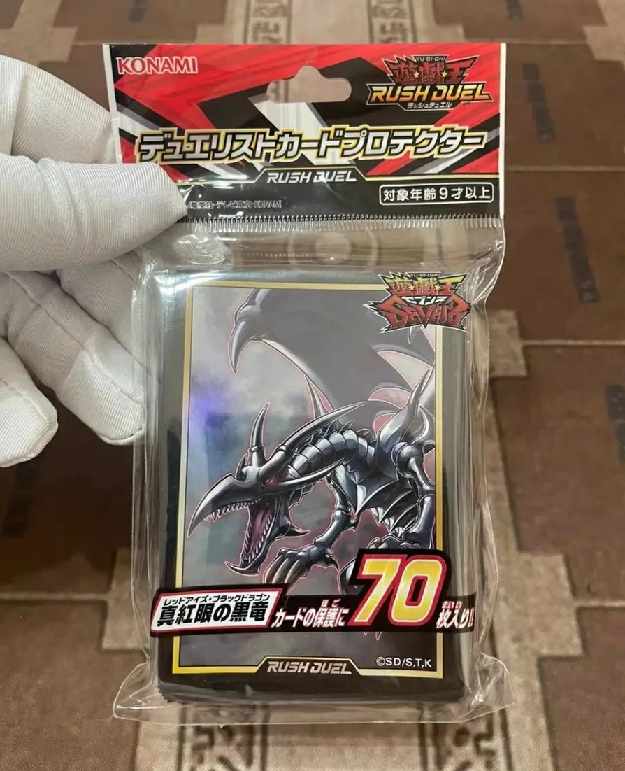 70Pcs Yugioh KONAMI Rush Duel RD Monsters Red Eyes Black Dragon Collection Official Sealed Duelist Card Protector Sleeves