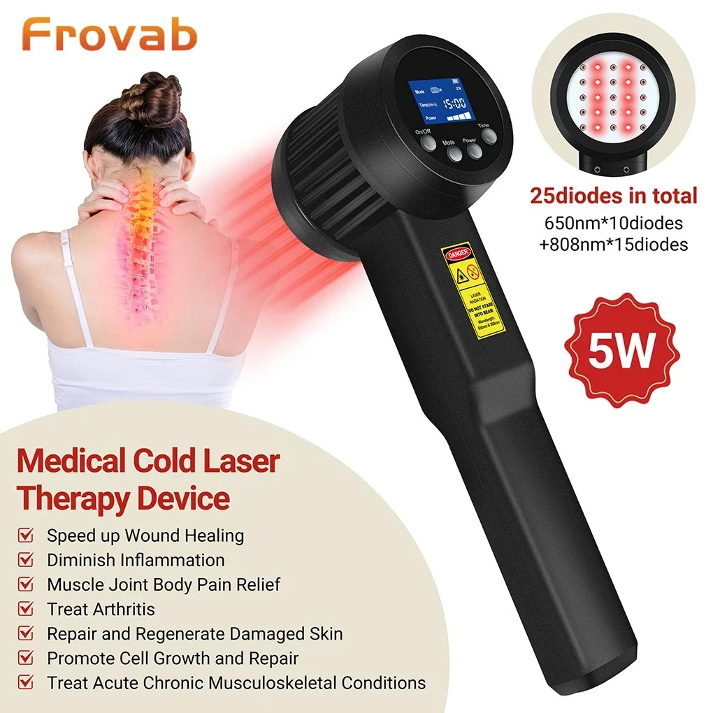 

Professional Cold Laser Treatment Device 5W 650nm 808nm Phototherapy Technology for Joint Pain Chronic Inflammation Reduction