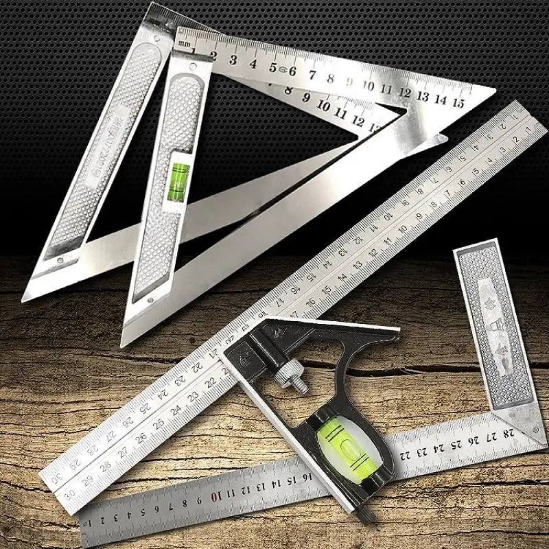 300mm Square Angle Ruler Measuring Tools Set Kit 12 Inch Stainless Steel Aluminium Precise Adjustable Combination Spirit Level