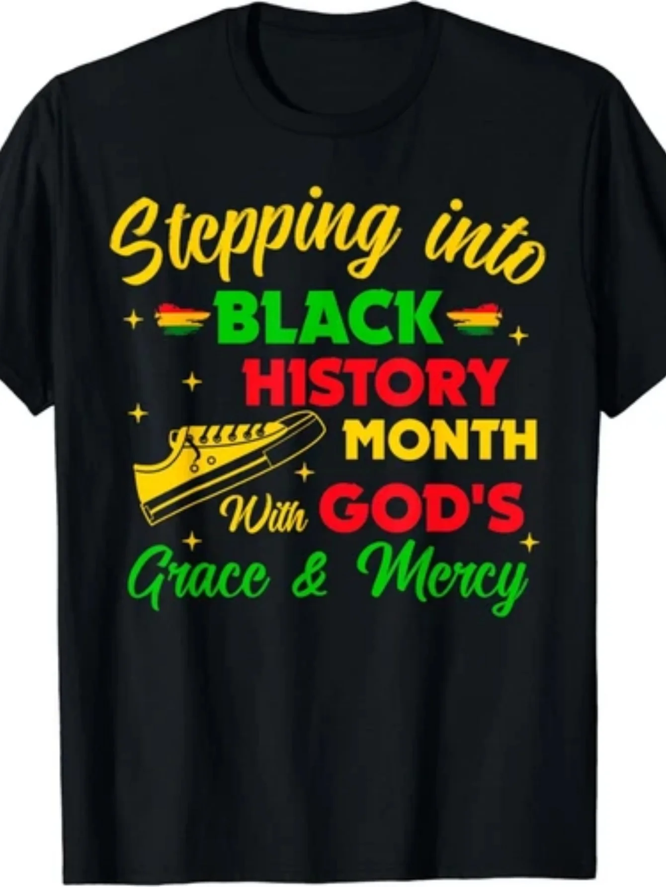 Walk with God African American Christian Faith Theme Plus Size T-Shirt| Casual Sports Style| Interesting Printed Design| Comfortable Fit, PLUS SIZE