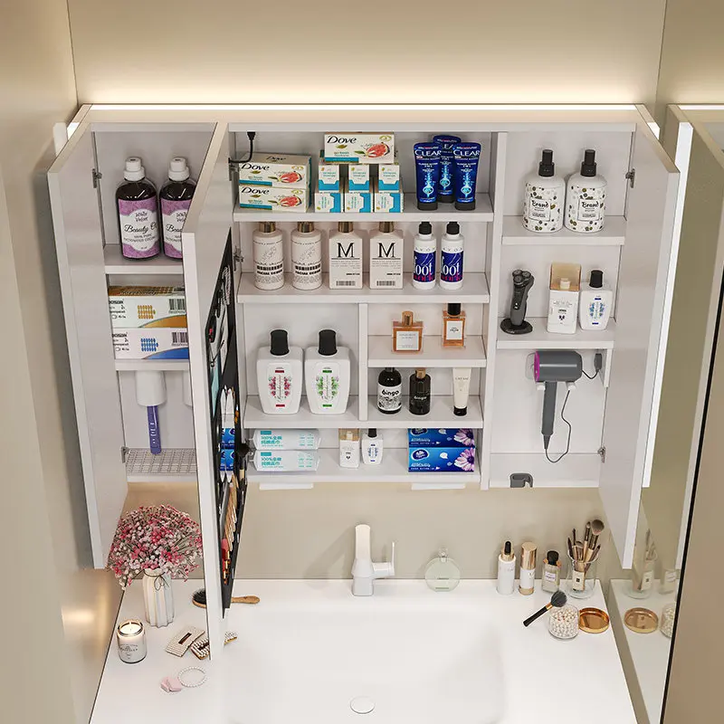 Makeup Mirror Bathroom Cabinet Organizer Storage Decorations Corner Cupboard Space Saver Modern Archivadores Home Furniture