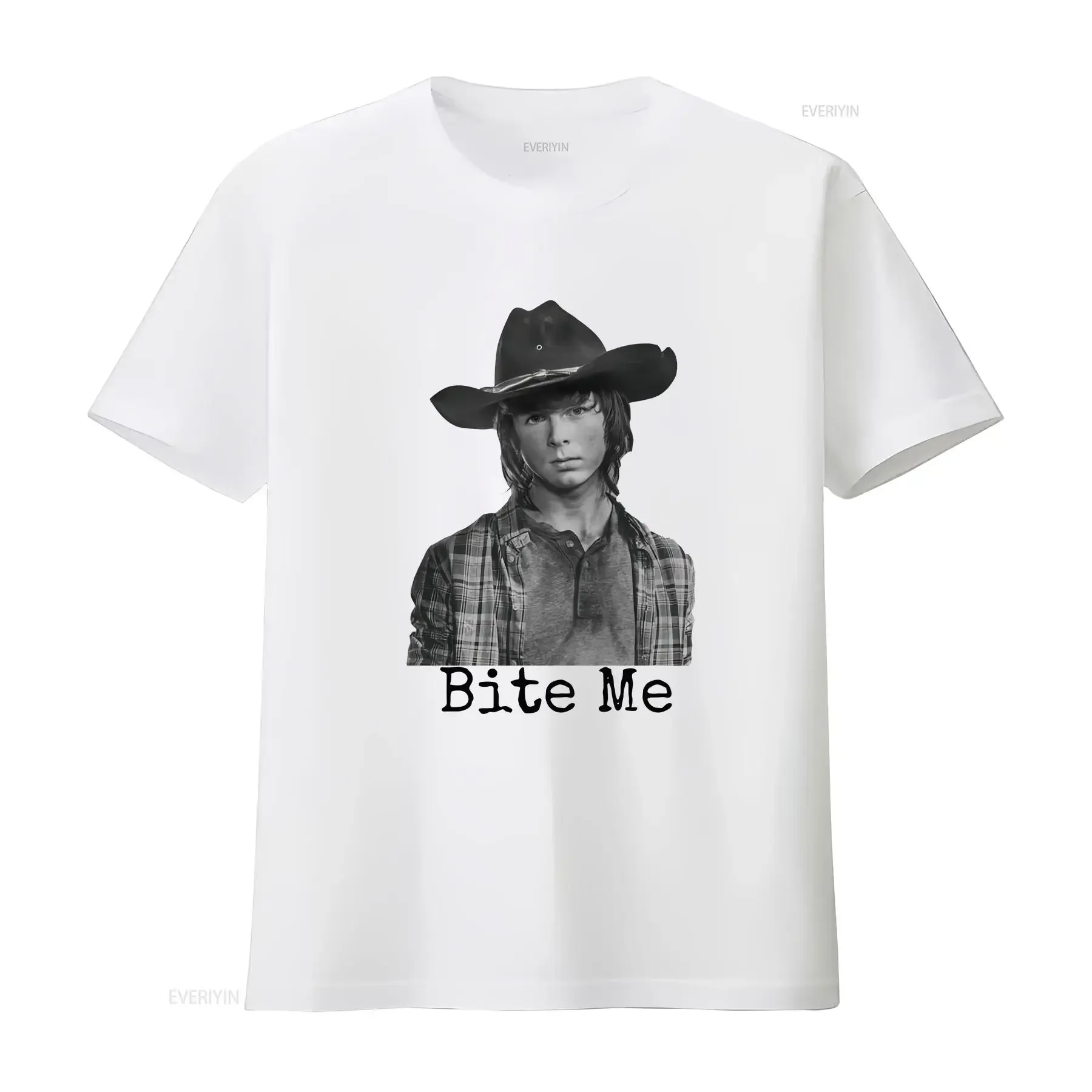 تي شيرت Carl Grimes Bite Me Walking Dead تي شيرت Twd Chandler Riggs تي شيرت جديد بأكمام طويلة أو قصيرة ملابس غير رسمية مغسولة عتيقة