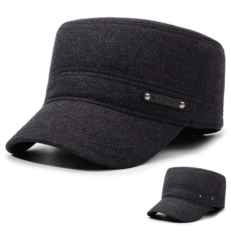 

Winter Hat For Outdoor Cold Proof Warm Ear Protection Flat Top Hat Casual Thickened Woolen