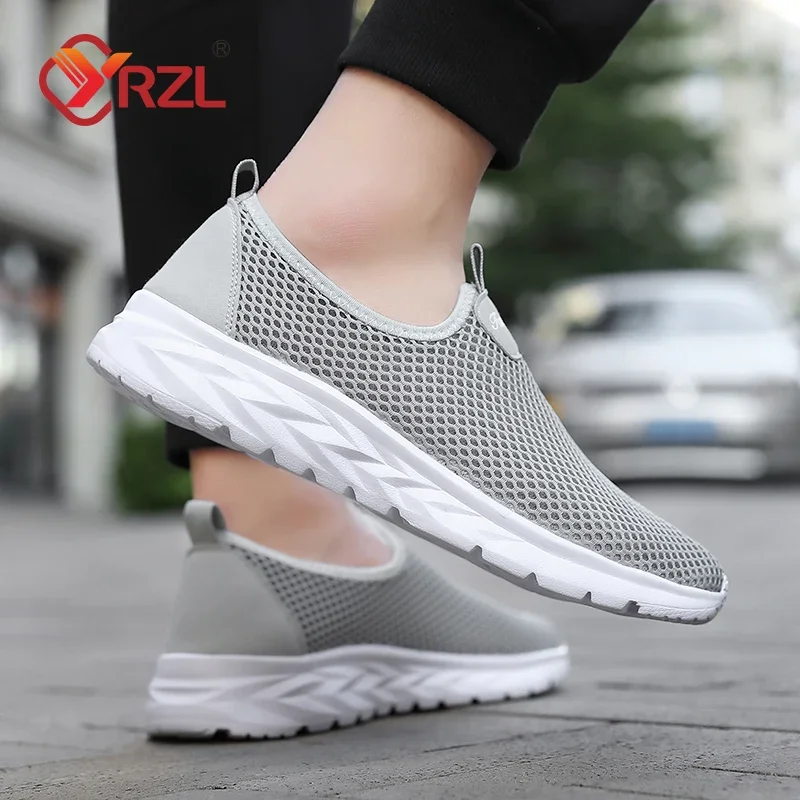 YRZL Breathable Men Casual Shoes Summer Lightweight Outdoor Male Walking Shoes Anti-slip Mens Sneakers Slip on Flats Size 39-46