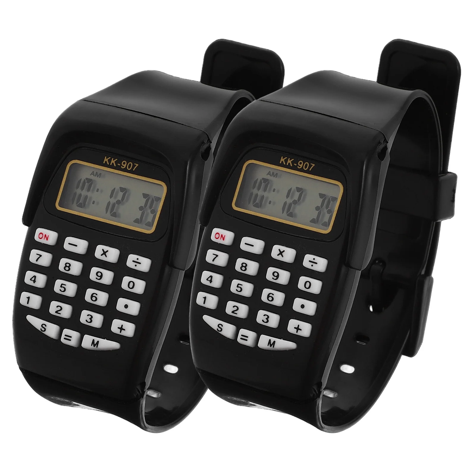 2pcs Calculator Watch for Kids Black Computer Table Toddler Watches Boys Durable Long Use Easy Comfortable Birthday Gifts Math