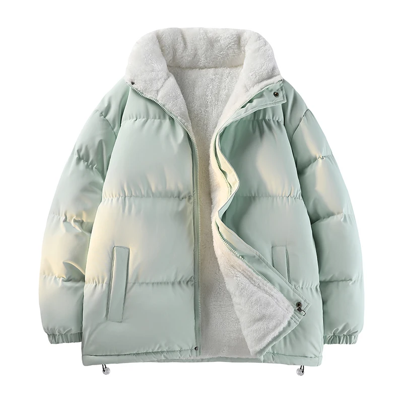 Chaqueta gruesa de invierno para mujer, chaquetas para correr a la moda de lana, chaqueta Bomber de talla grande para mujer