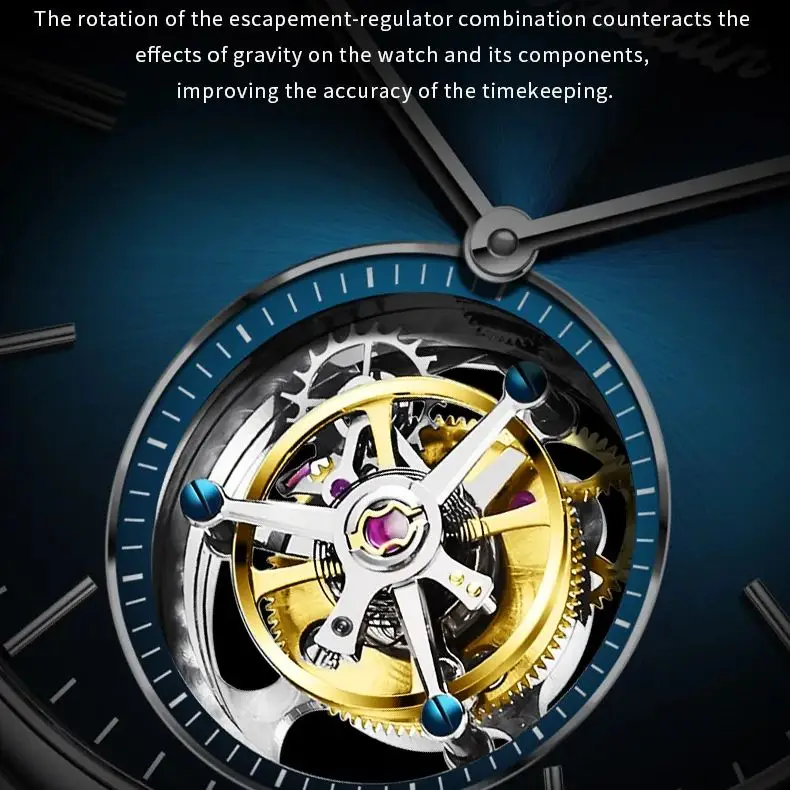 JSDUN 834 Tourbillon Men's Watch High Quality Sapphire Mirror 42mm Large dial Waterproof Watch Men's Automatic Mechanical Watch