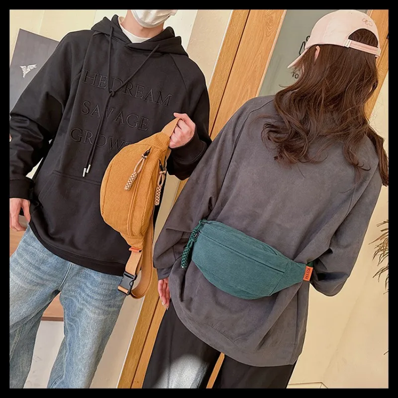 New Fashion Corduroy Chest Bag Fanny Pack Men Women Casual Banana Fanny Pack Belt Bags Simple Trendy Shoulder Crossbody Bag