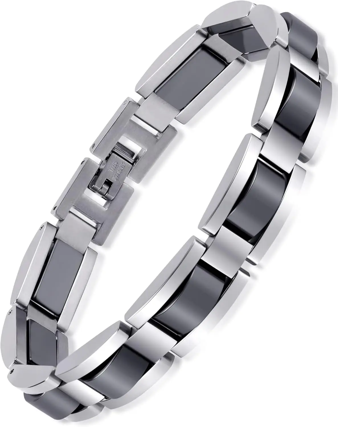 

CATZ Men's Magnetic Bracelet, Classic Black Titanium Stainless Steel Bracelet, Natural Hematite Magnetite, Men's Jewelry Gift
