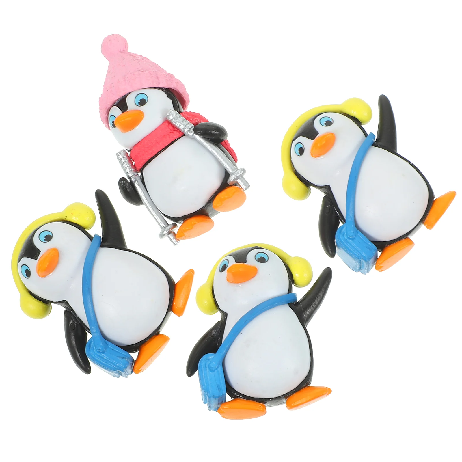 

4 Pcs Vinyl Penguin Cake Decoration Mini Cakes Miniature Toys Birthday Decorations Topper Ornament Party