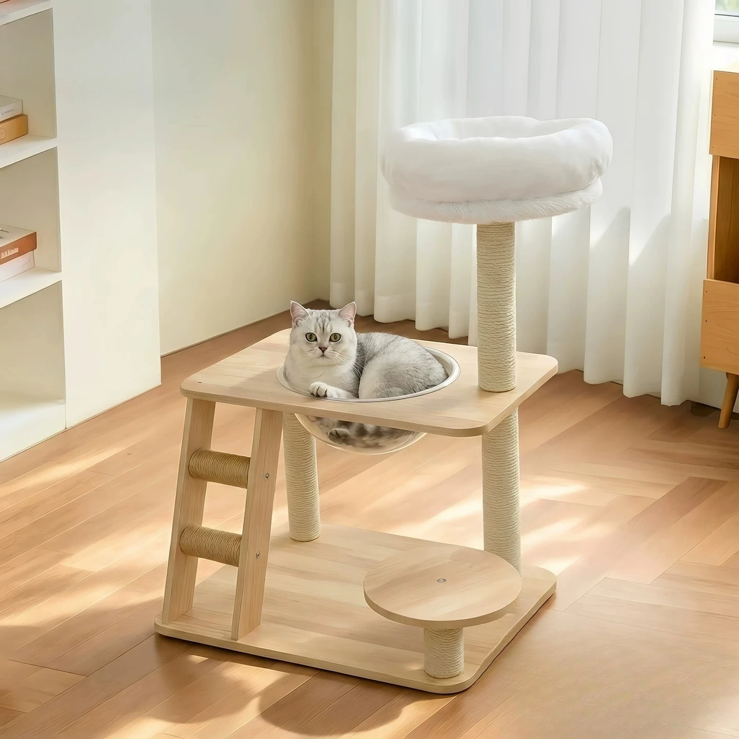 

Solid wood cat climbing frame cat nest space capsule integrated big cat small apartment does not occupy the four seasons