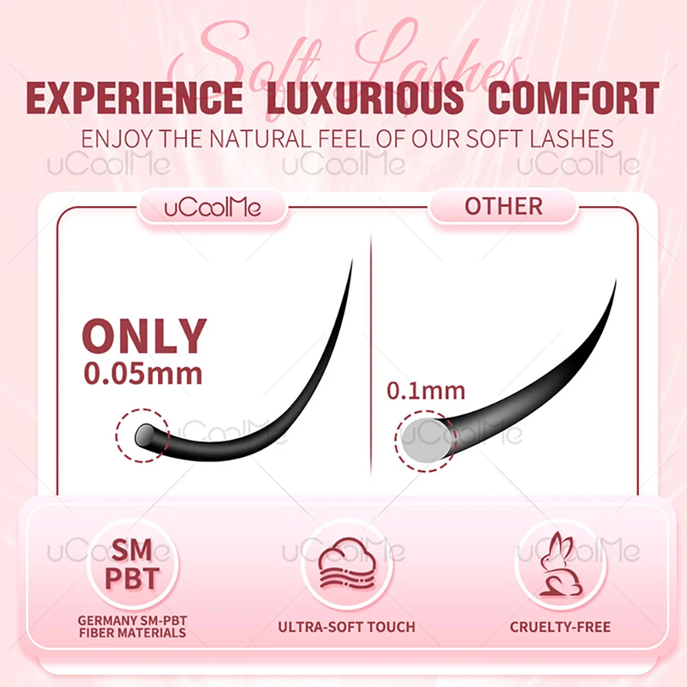 UCoolMe Extension de cils flore bande Ultra mince D Curl naturel large portée vaporeux grappes de cils faux cils paquets outils de maquillage