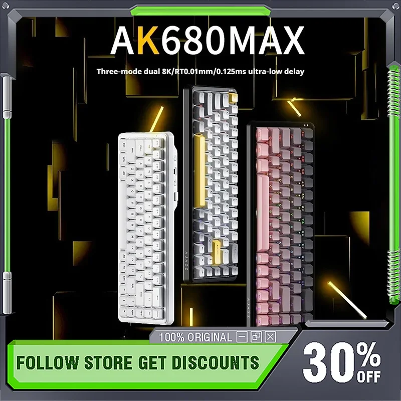 

AJAZZ AK680MAX Magnetic Axis Wireless Keyboard Three Mode Bluetooth RGB 8k Low Delay Side Engraved E-Sports Gaming Keyboard