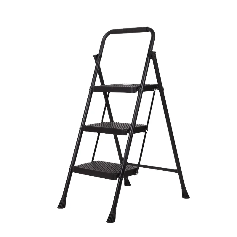 3-Step Household Folding Steel Ladder Industrial Design with Enlarged Anti-Slip Pedals for Indoor Use Combination Ladders