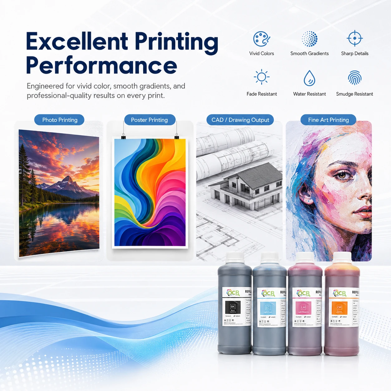 1000ML Dye Ink For Epson T3270 T5270 T7270 3800 3880 4000 4880 4900 4450 7600 7710 7890 7800 7880 7900 9800 9880 9600 Printing