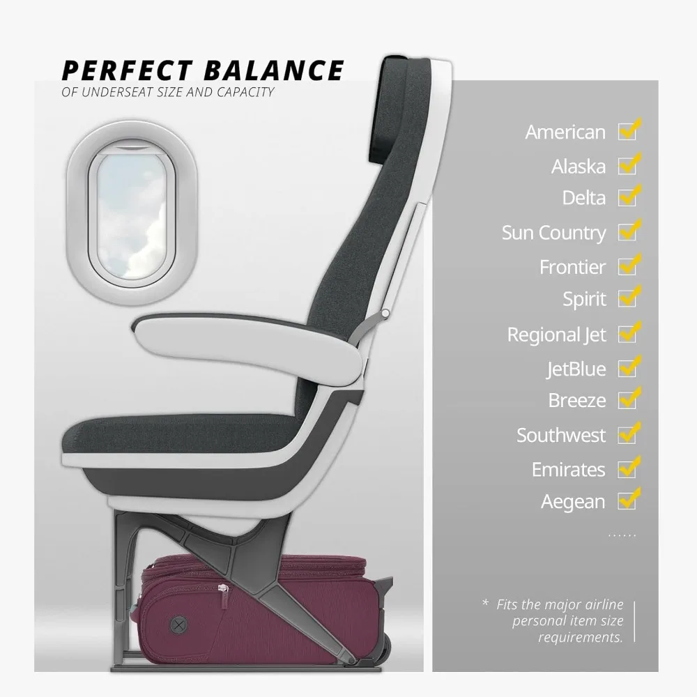 Verage sob o assento bagagem com rodas, softside expansível pequena mala de mão sacos de bagagem para aviões companhias aéreas viagem curta