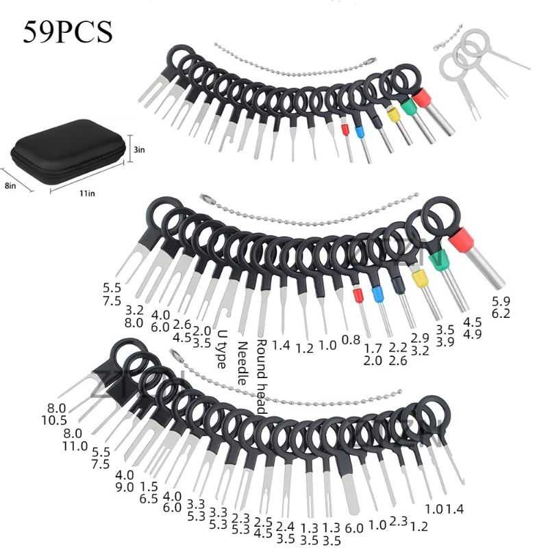 59/41 قطعة محطة السيارة إزالة سلك التوصيل سلك تجعيد موصل النازع مفاتيح السيارات دبابيس إصلاح استخراج الأدوات الميكانيكية