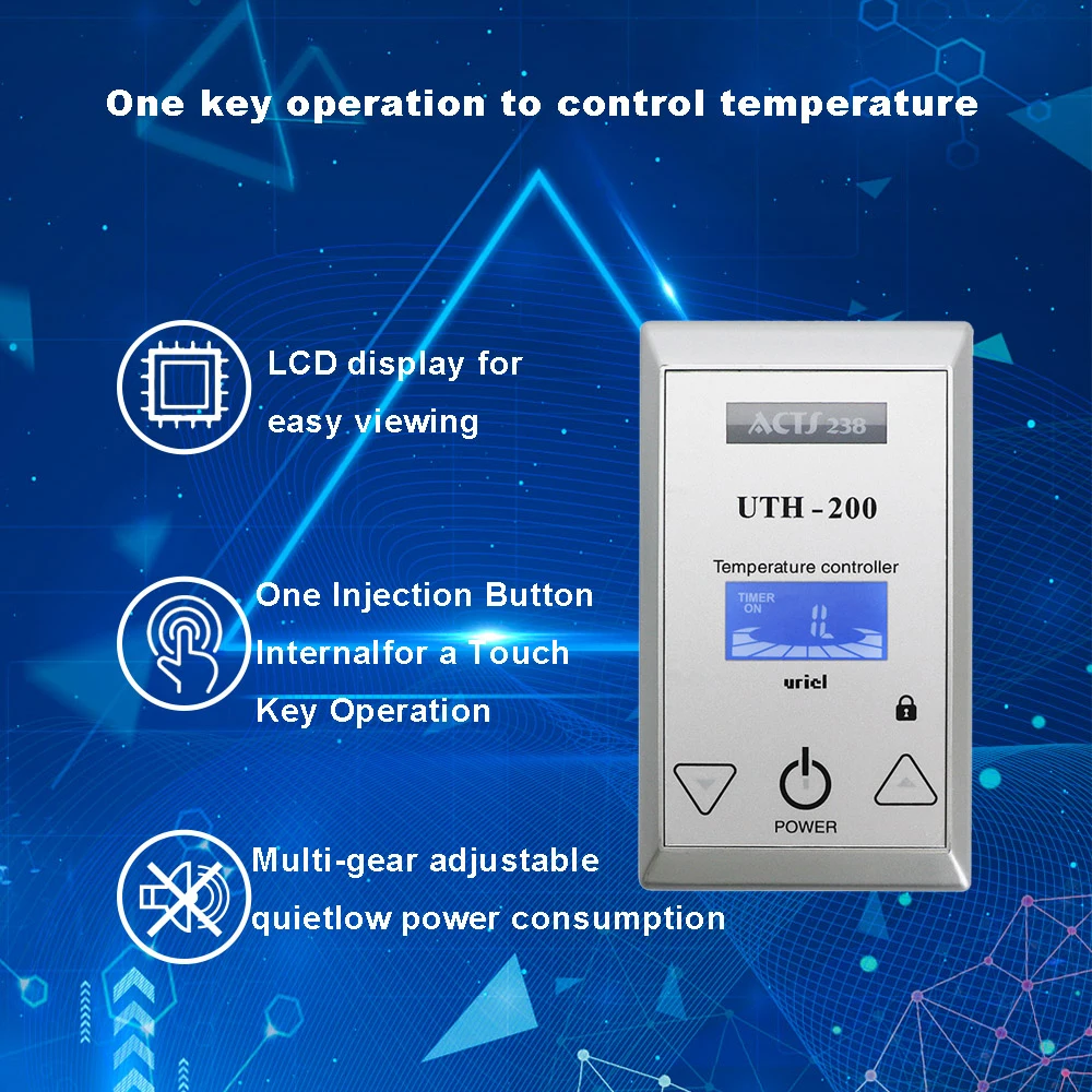 Minco Heat UTH200 100~250V 18A Heating Film Temperature Controller Switch Touch Button Floor Heating Thermostat