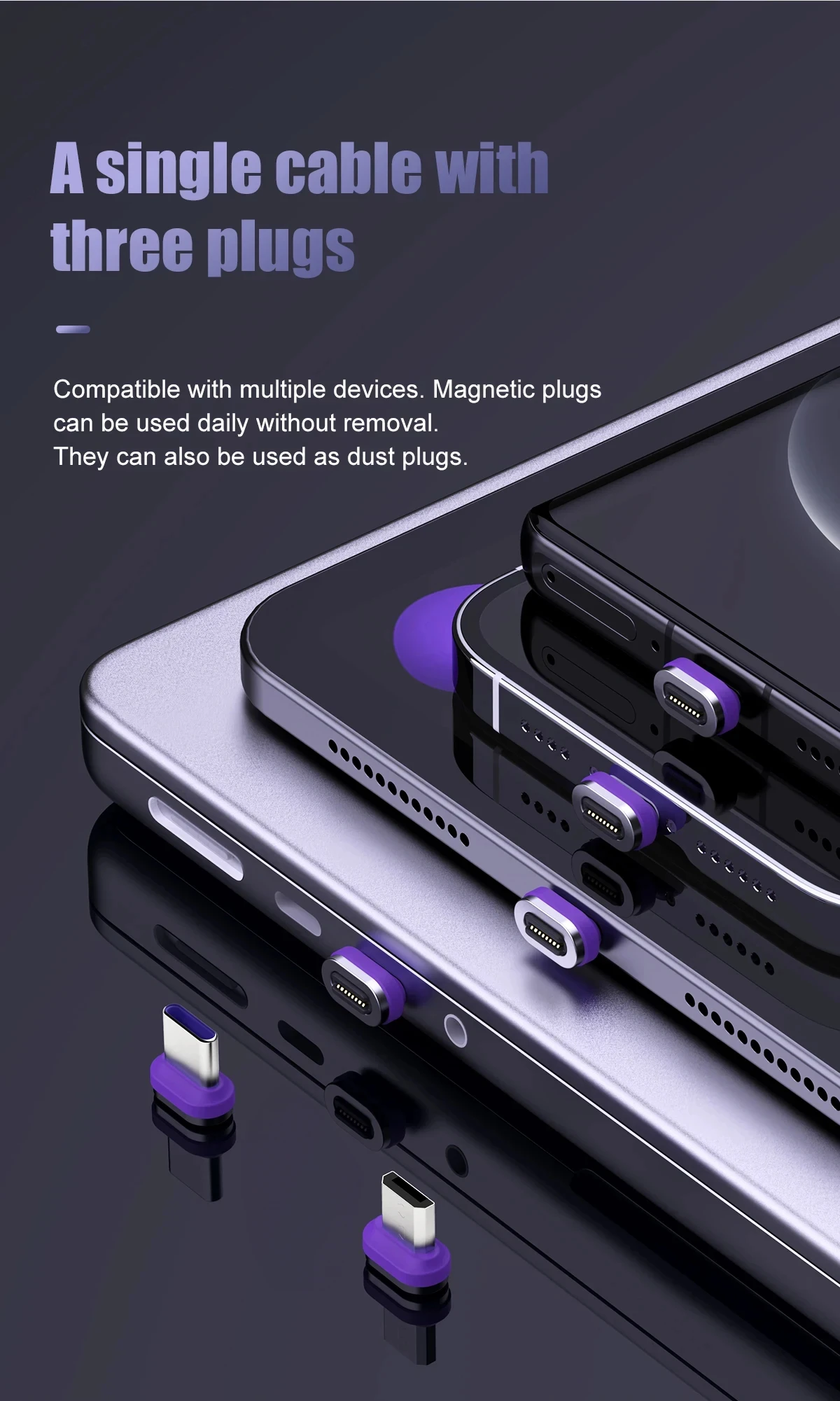 5 Pieces USB-C Magnetic Connector Type C Magnetic Adapter USB C Connector Tips Head for Magnetic Charging Cable Type C Devices