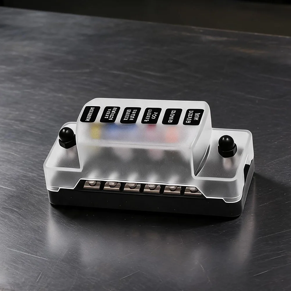 6 Circuit Fuse Distribution Unit with LED Indicators for Cars For RVs Boats Yachts and Specialty Vehicles 75A Max Input Rating