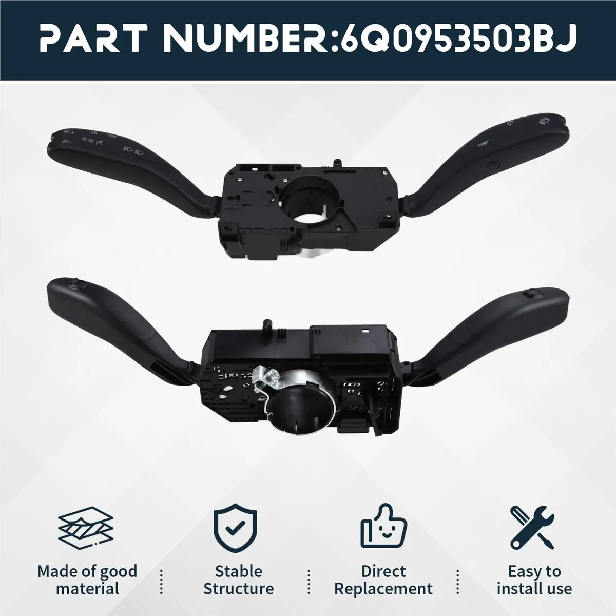 Compatible Car Turn Signal Wiper Steering Wheel Control Switch 6Q0953503BJ for LHD