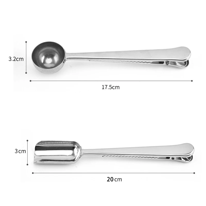 Paquet de 2 2 en 1 Cuillère à Café Ensemble de Cuillère à Thé avec Clip, Acier Inoxydable Multifonction Café Cuillère