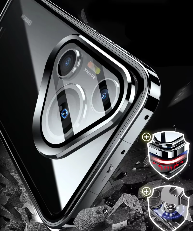 Luxury Aluminum Alloy Bumper For Huawei Pura 70 Pro Ultra Strong Frame Camera Ring Glass Snap buckle Holder Bracket Armor Cover