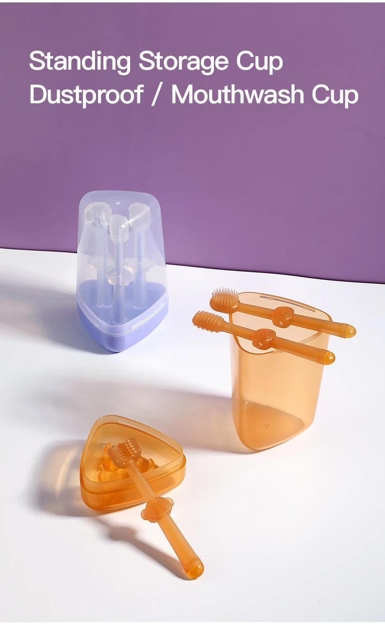 Säugling Baby Silikon Milchzähne Zahnbürste Oral Zungenreiniger mit PP Aufbewahrungsbox – Detail 8