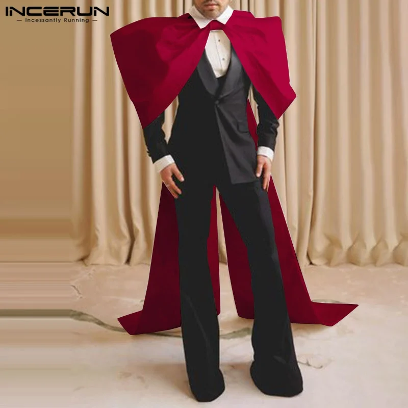 INCERUN Men Tank Tops Long Style Cloak Solid Color Sleeveless Solid Male Irregular Cape Ponchos Streewear Fashion Vests 2025