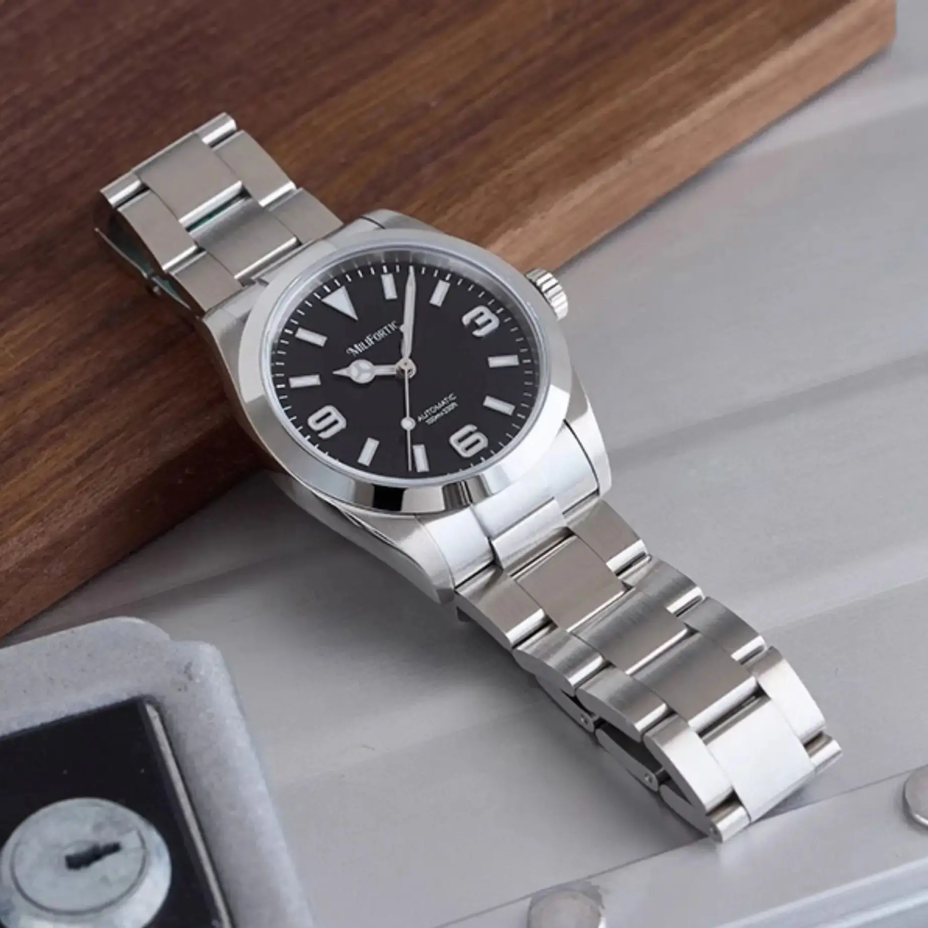 

Мужские автоматические часы Milifortic, 36 мм, механические наручные часы Aviator, водонепроницаемые 10ATM, с сапфировым стеклом C3, светящиеся, NH38