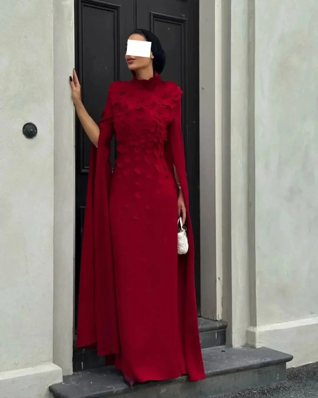 

Arabia Customized Long Sleeves Prom Dresses Off The Shoulder Floor Length Evening Dresses Pleated Lace Party Dresses