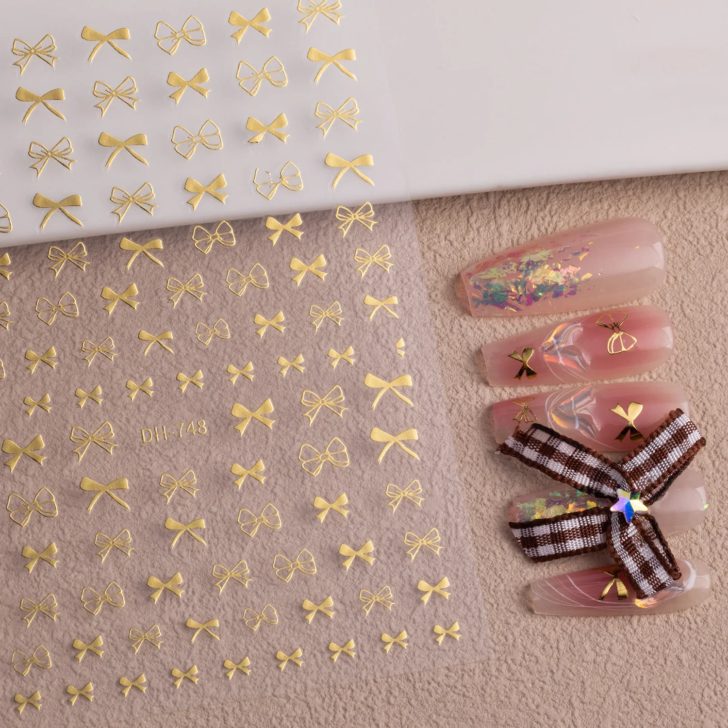 5 قطع من ملصقات DIY ذات القوس المجوف على الطراز الياباني البسيط، وملصقات أظافر ذاتية اللصق #3