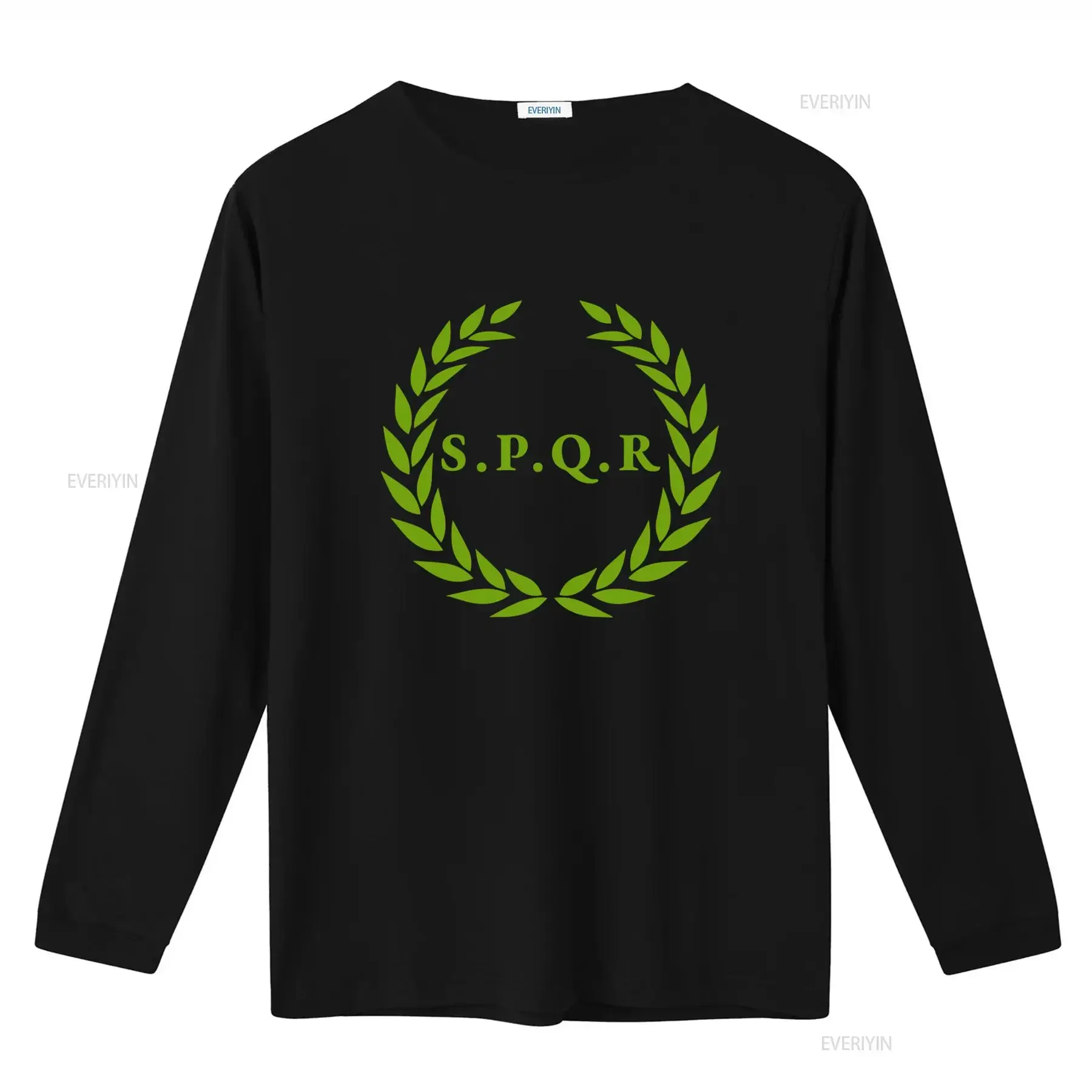 S P Q R Lettering T Shirt with Bay Leaf Crown Design Caesar Rome Roman Empire Ancient Greek Inspired vintage Washed Breathable