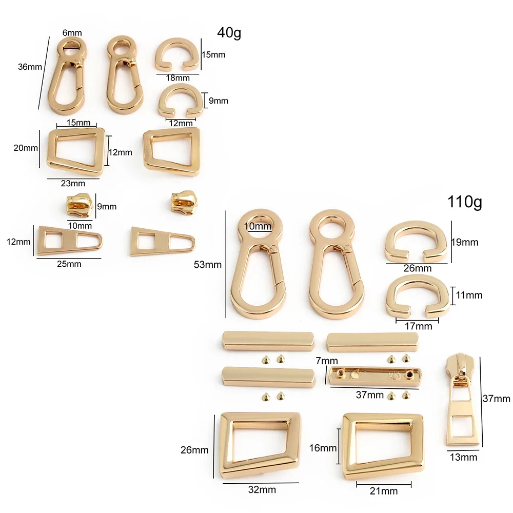 1/4/10Sets Gold Gourd Buckle Keychains Clip Hook For Replacement Handbag Purse Bags Strap Zipper Head Retangle Ring Accessories