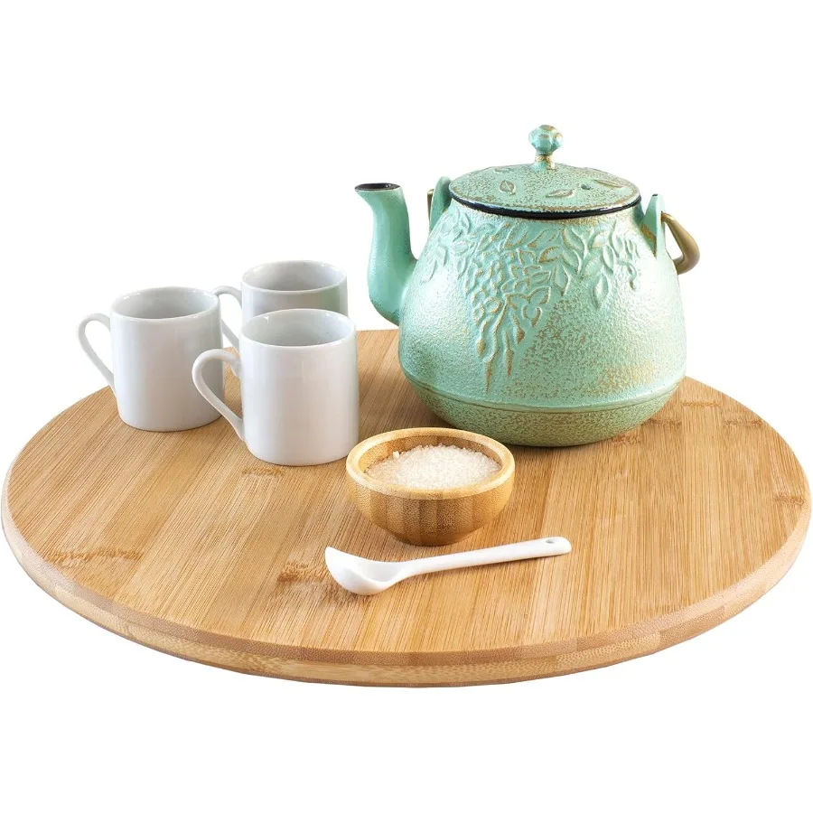 

Lazy Susan Organizer for Cabinet Pantry or Tabletop 14 Bamboo Turntable for Kitchen Counter or Spice Rack Storage